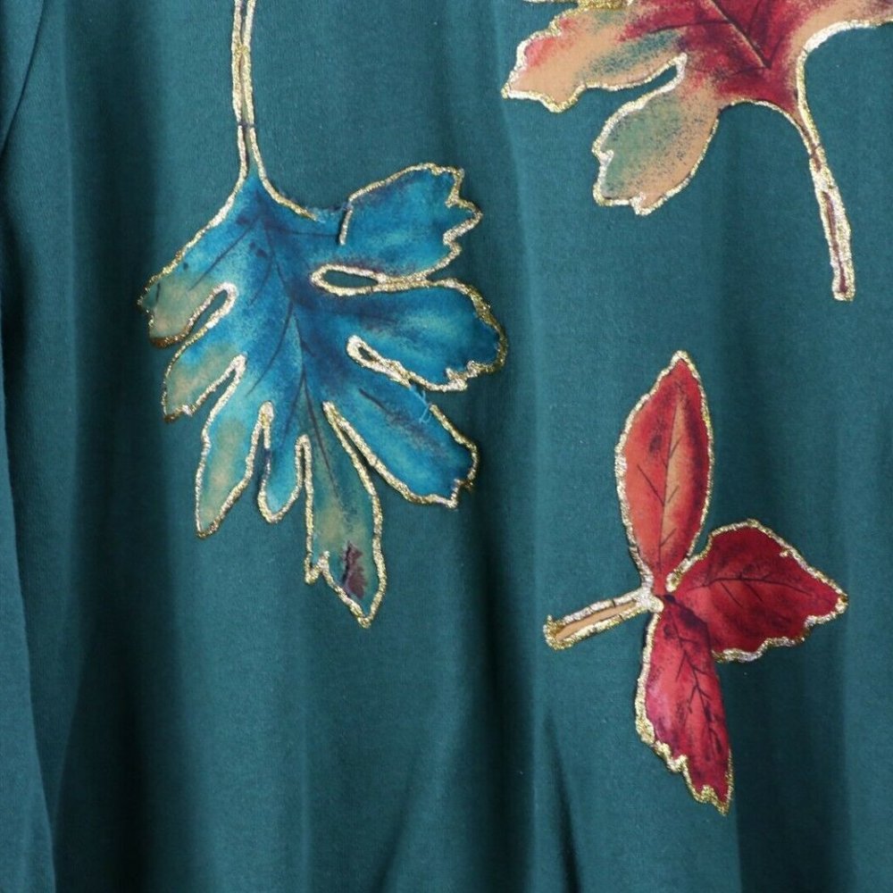 Vtg 90s Streetwear Glitter Fall Leaves Sweatshirt View 4